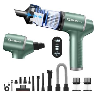 Imagem de SakerPlus Aspirador de pó portátil portátil de alta potência 20000PA sem fio, aspirador de pó portátil e espanador de ar para carro, casa, mini aspirador de pó 4 em 1 com visor LED – aspirador,