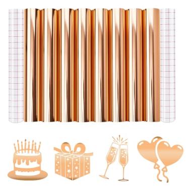 Imagem de Tintnut Vinil permanente metálico - 8 folhas de vinil adesivo holográfico holográfico laranja pálido 30,5 x 30,5 cm para máquina de corte, material impermeável para decoração de casa autoadesivo