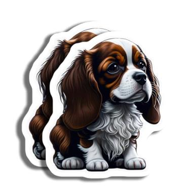 Imagem de Adesivo de cachorro Cavalier King Charles Spaniel fofo - Decalque adorável de cachorrinho - Perfeito para laptops - Garrafas de água - Diários - Arte de animais fofos - Presente para amantes de cães -