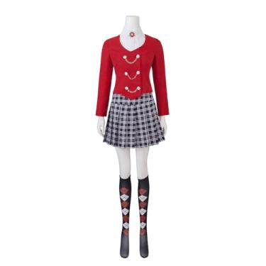 Imagem de VintageCos Women's Veronica Sawyer Costume Musical the Heathers 3 Uniform Outfit Jd Heather Chandler Cosplay Suit (Red, XL)