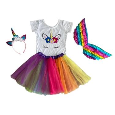 Imagem de Fantasia Unicórnio Menina com Saia de Tule Colorida, Body com Estampa do Unicórnio Pérolas e Laçinho e tiara (4)