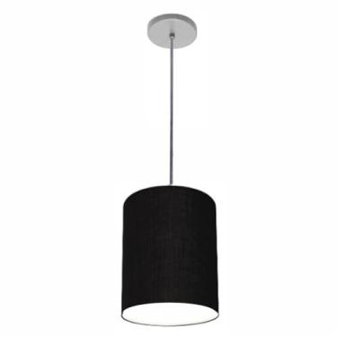Imagem de Lustre Luminária Pendente Vivare Free Lux PE-4102CZ Cúpula em Tecido 13x30cm - Preta