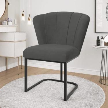 Imagem de Cadeira Poltrona Flor Pés Metal Reforçado Preto Quarto Menina - Balaqu