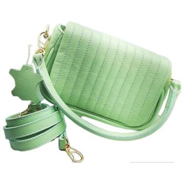 Imagem de Bolsa Toda em Couro Feminina Cor Verde Claro (Modelo Mini) - 828 - Mob