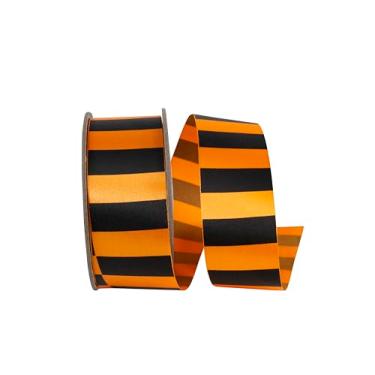 Imagem de Reliant Ribbon Fita de cetim de repetição de listras foscas, laranja/preta