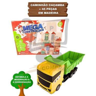 Imagem de Kit Mega Construções Blocos De Montar Brinquedo Infantil 45 Peças Enca