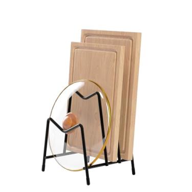 Imagem de TQEONKL Suporte de panela, instalação gratuita de vários níveis, organizador de tampa de panela, armário de cozinha, prateleira de fritura, prateleira organizadora de bancada para tábua de cortar