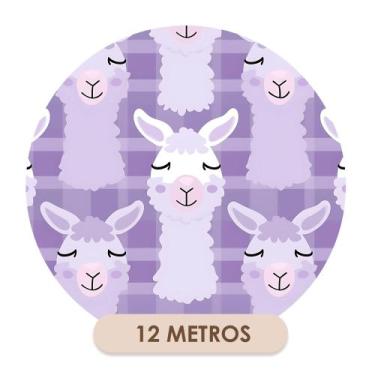 Imagem de Papel De Parede Adesivo Lavável Lhamas Lilás Decoração - Bazar dos Qua