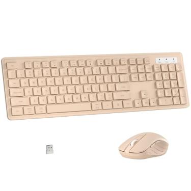 Imagem de MPTOG Combo de teclado e mouse sem fio, teclado de escritório de 104 teclas de tamanho completo com 15 teclas de função, teclado numérico, receptor USB único, compatível com PC e laptop (somente