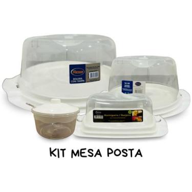 Imagem de Conjunto 4 Peças Mesa Posta Com Tampa BPA Free Resistente - Plásticos 