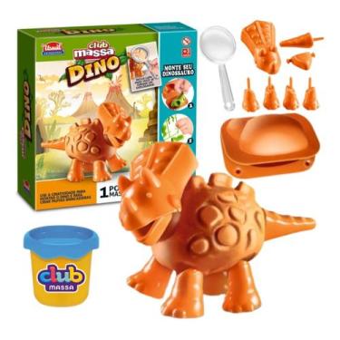 Imagem de Brinquedo Kit Club Massa Monta Dino 9 Acessórios Sortido - Usual Brinq