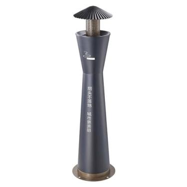 Imagem de SJHDUNBW Coluna de fuligem de colecionador de pontas de cigarro com cinzeiro à prova de chuva no chão superior lata de lixo do chão ao teto para parque