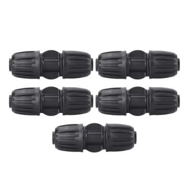 Imagem de RLECS 5 peças 1/2 polegada preto tubo de irrigação por gotejamento gancho de bloqueio conector reto comprimento 85 mm plástico jardinagem jardim gotejamento encaixe para estufa canteiros de flores
