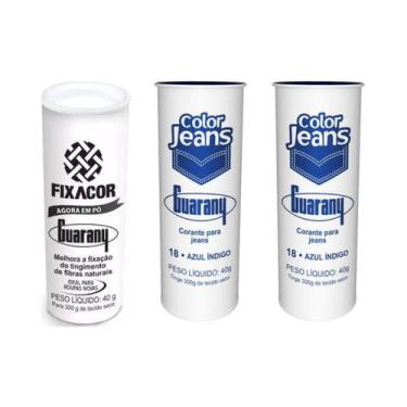 Imagem de Kit FixaCor + 2 Corante Color Jeans Azul Indigo Guarany