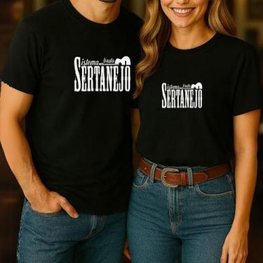 Imagem de Camiseta Algodão Unissex Casal Country Estampa Sistema Sertanejo Bruto
