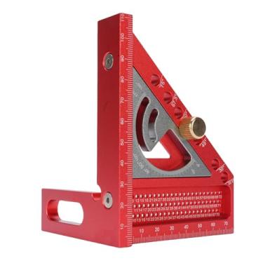 Imagem de Diydeg Governante de Medição de Vários ângulos 3D, 0-180 ° Transferidor de Alta Precisão Carpenter Mitre Triangle Régua para Engenheiros, Profissionais de Construção de Carpenter (Vermelho e cinza)