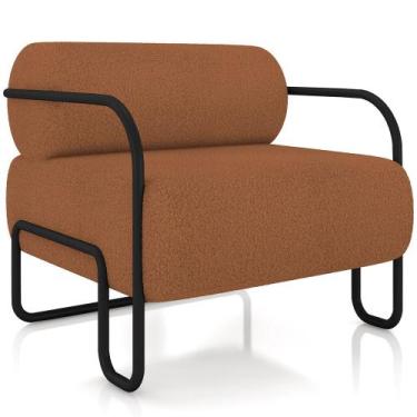 Imagem de Poltrona Decorativa Pés Industrial Moscou K01 Bouclê Terracota - Lyam 