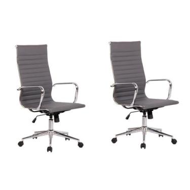 Imagem de Kit 2 Cadeiras de Escritório Presidente Esteirinha em material sintéti