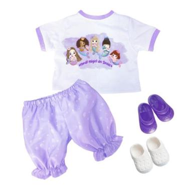 Imagem de Kit Roupa de Boneca Reborn Adora Mundo Mágico das Sereias Camiseta e S