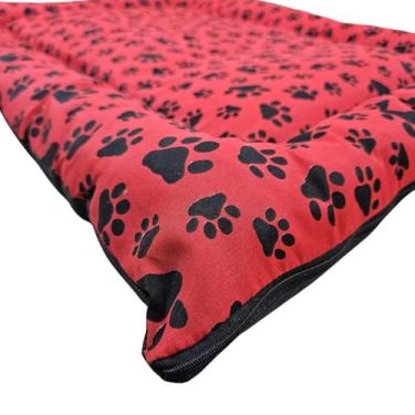 Imagem de caminha pet cachorro gato com bloqueador termico não passa friagem colchonete dog(GRANDE 68X58,VERMELHA)