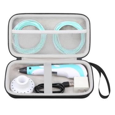 Imagem de Elonbo Estojo De Transporte Para Caneta 3D Impressão Scrib3D P1 Com Visor, Bolso Extra Malha Filamento Pla, Livro Estêncil, Guia Projeto E Carregador, Preto (Somente Estojo! Não Incluso)