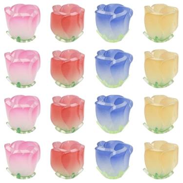 Imagem de UR URLIFEHALL 16 peças, 4 cores, contas de flor de trompete de acrílico, gradiente, primavera, floral, solta, espaçador, contas para fazer você mesmo, pulseira, colar, bijuteria
