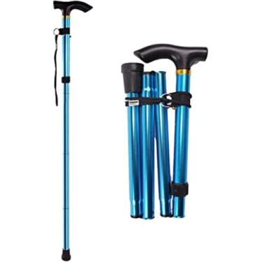 Imagem de Bengala Para Idosos Bengala Para Mulheres E Homens Retrátil Seção Dobrável Bengala De Trekking Ao Ar Livre Prática Bengala Dobrável Para Auxiliares De Viagem, BlueBright