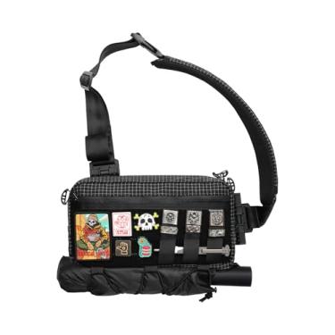 Imagem de TACTICAL_GEEK Bolsa de ombro transversal, mochila multiuso, mochila de peito casual para homens e mulheres (L3-T60 preto prata)