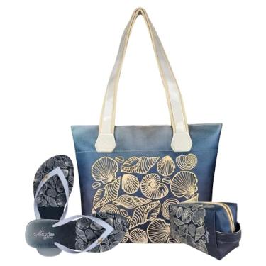 Imagem de Kit Feminino Praia Bolsa Chinelo Necessaire Magicc Kit-239 (Multicolorido, 33/34)