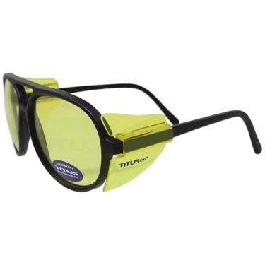 Imagem de TITUS Óculos de sol G35 Retro Aviator Z87, proteção para os olhos com proteção lateral para motocicleta, óculos de segurança aprovados DOT ANSI CE (amarelo)