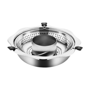 Imagem de AFXGUSD Panela Elétrica Giratória com Divisória, Utensílios de Cozinha, Placa de Aquecimento, Tigela de Sopa, para Restaurante, Festa, Sem socos, 32cm