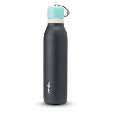 Imagem de Owala Garrafa de água FreeSip Twist isolada de aço inoxidável com canudo para esportes e viagens, livre de BPA, 680 g, azul/cinza (Foggy Tide)