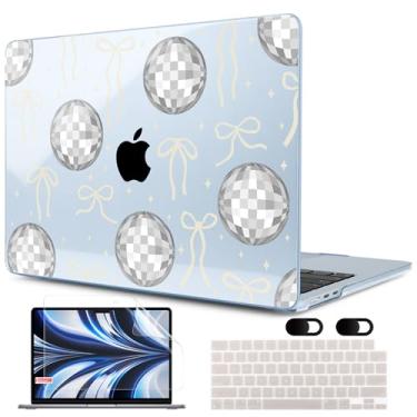 Imagem de MEEgoodo Capa para MacBook Air M4/M3/M2 34.5 cm 2025 2024 2022, serve para o modelo A3240 A3113 A2681, compatível com MacBook Air de 13 polegadas, capa rígida para laptop com capa de teclado, bolas de