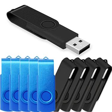 Imagem de Pen Drive USB de 4 GB, pacote com 10 unidades JBOS 4 GB USB Memory Stick giratório 4G Thumb Drives Gig Stick USB 2.0 Pen Drive para armazenamento de data, 4 Gig UBS Flash Drive, Zip, Jump Drive, USB Stick (preto + azul)