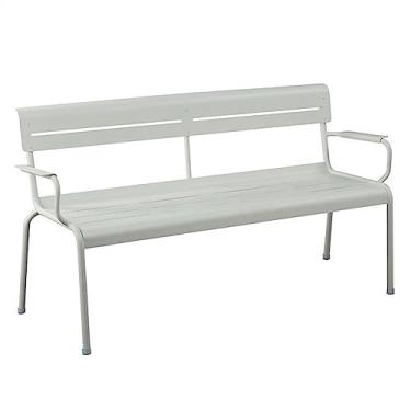 Imagem de Banco de jardim para pátio, cadeira de parque de liga de alumínio, banco de pátio externo com apoio de braço, banco de varanda frontal para pátio, varanda, varanda, jardim, banco de pátio externo (cor