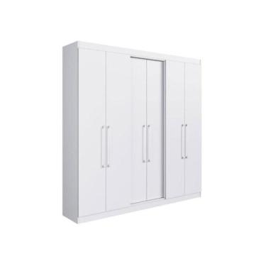 Imagem de Guarda-Roupa Oxford 6 Portas 2 Gavetas 9 Prateleiras - Casajá, BRANCO