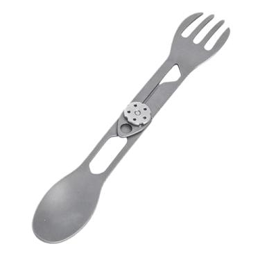 Imagem de Rrlihjgu Titanium Spork, Utensilio Desdobravel 2 Em 1 Colher E Garfo Para Sobrevivencia, Talheres Leves Para Churrascos Caminhadas Piqueniques Viagens E Actividades Ao Ar Livre