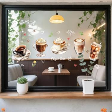 Imagem de Peacoblue Adesivo adesivo adesivo de janela estática dupla face para janelas de carro de vidro grandes, 1 folha de café 120 cm x 30 cm à prova d'água removível para decoração de sala de aula e