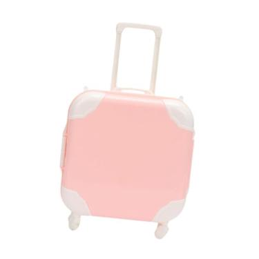 Imagem de Dynwave Mini mala de viagem para boneca, caixa de armazenamento de bagagem, miniatura fofa, pode ser aberta, presente, festa, lembrancinha, mini mala de, Rosa