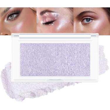 Imagem de Iluminador facial de maquiagem em pó de contorno de glitter roxo pérola (prata brilhante) (nº 04, retângulo)