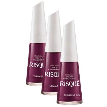 Imagem de Kit 3 Esmalte Risqué Cor Turmalina Hipoalergênico com 8ml
