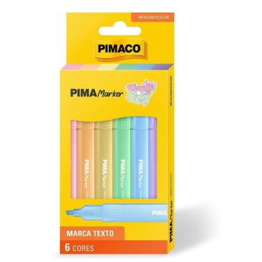 Imagem de Pincel marca texto Pima Marker Candy Color 6 cores - Pimaco