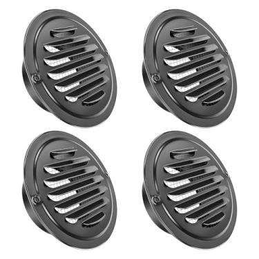 Imagem de Capa de ventilação de aço inoxidável de 7,6 cm, 4 peças, capa de escapamento de grade de grelha macia redonda preta, tela de malha embutida, adequada para locais de ventilação como cozinha, banheiro