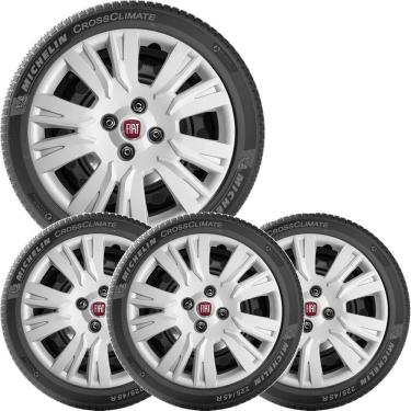 Imagem de 4X Calota Fiat Argo Uno Palio Aro 14 Emblema  221Cb