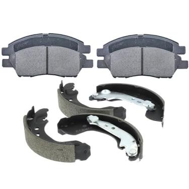 Imagem de EXPPOWER Kit de pastilhas de freio e tambor de cerâmica dianteiras traseiras para modelos Nissan Versa Note Micra