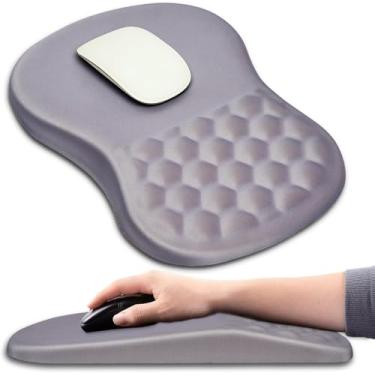 Imagem de Hokafenle Mouse pad ergonômico suporte de pulso com design de massagem, descanso de pulso para alívio da dor com espuma de memória e base de poliuretano antiderrapante, mouse pads para mouse e mesa