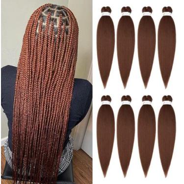 Imagem de Cabelo trançado pré-esticado Ubeleco, 8 pacotes com textura Yaki de 91