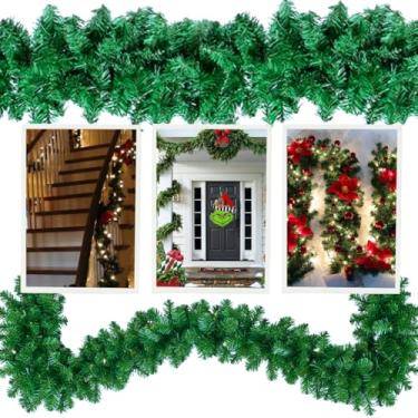 Imagem de Festão de Natal Aramado Verde, 2,70m x 25cm, 300 Galhos Grossos, Antichamas, para Decoração de Escadas, Lareiras e Portas (03)