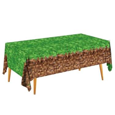 Imagem de Kiorevy Toalha de mesa verde e marrom 137 x 274 cm, toalha de mesa retangular de plástico descartável, decoração de festa para casamento, chá de panela, festa de aniversário, formatura, Natal e