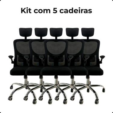 Imagem de Kit Com 5 Cadeiras De Escritório Presidente Mesh Elegance